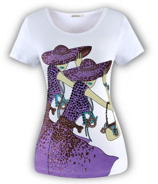 Camiseta pretty lady com Strass